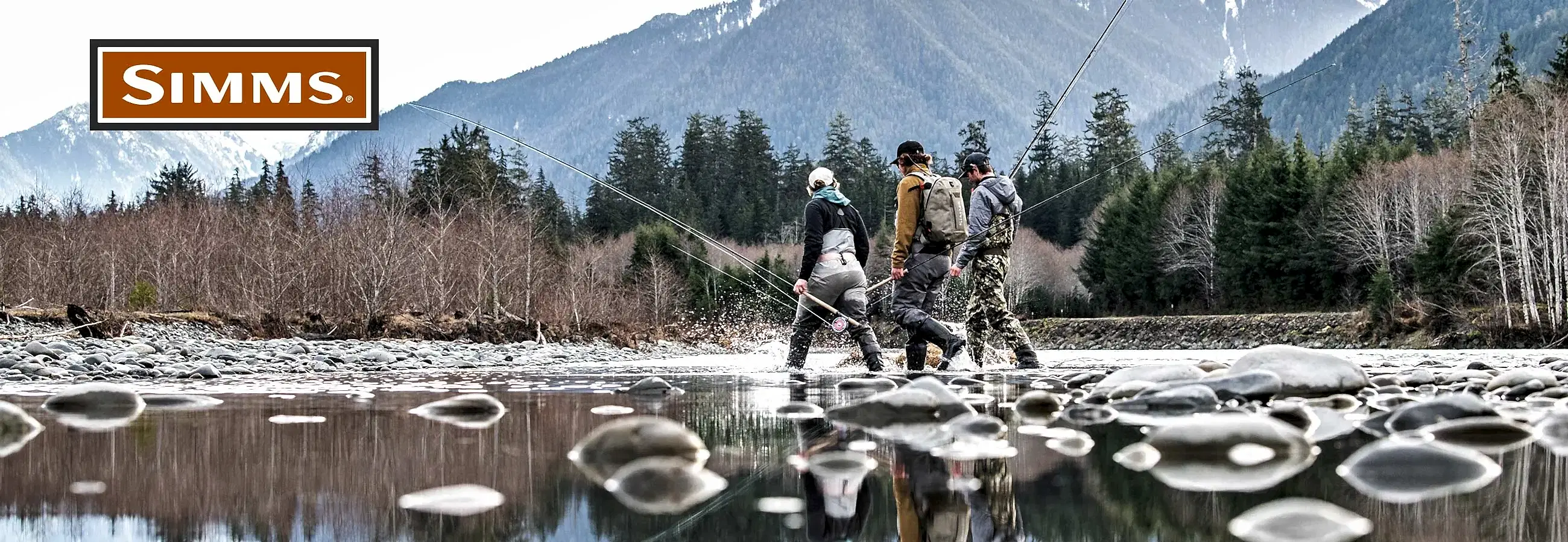 Simms Fishing Gote-Tex Wathosen, Jacken, Watschuhe, Taschen, Caps, Fliegenwesten, Unterwäsche, Handschuhe